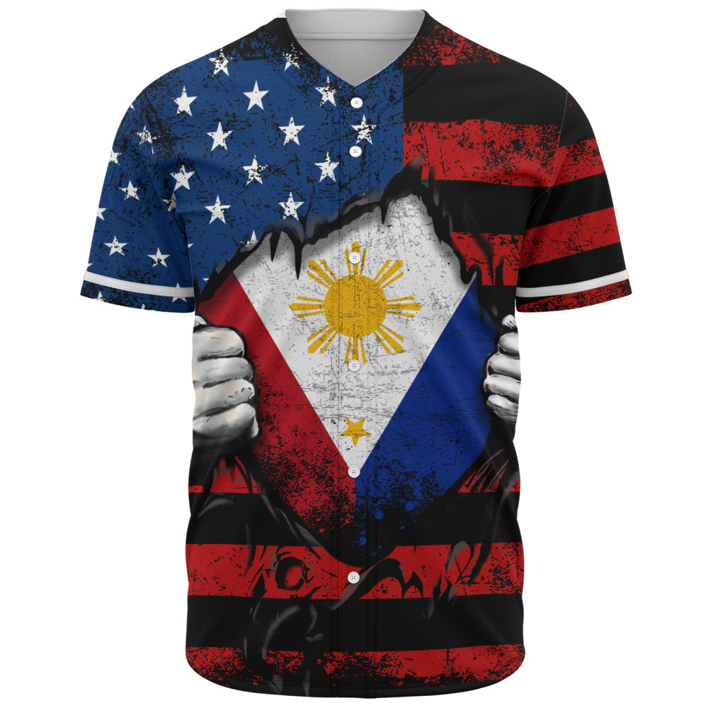 Philippines Filipinos Baseball Shirt Heart American Soul