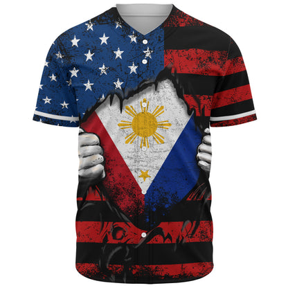 Philippines Filipinos Baseball Shirt Heart American Soul