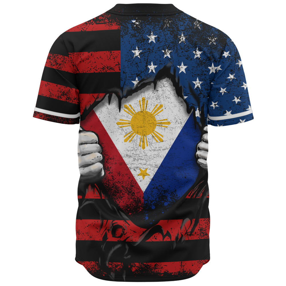 Philippines Filipinos Baseball Shirt Heart American Soul