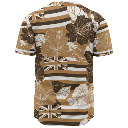 Hawaii Baseball Shirt Hibiscus Flag Map Island Pride