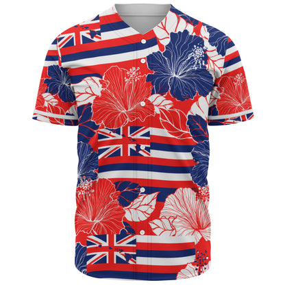 Hawaii Baseball Shirt Hibiscus Flag Map Island Pride