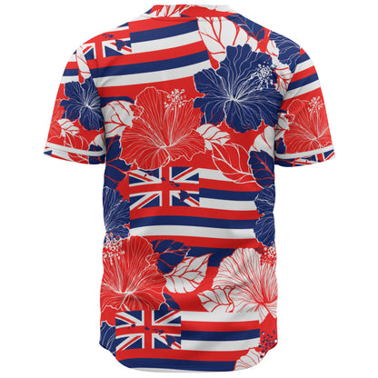Hawaii Baseball Shirt Hibiscus Flag Map Island Pride