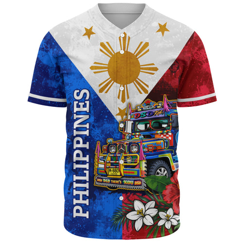 Philippines Filipinos Baseball Shirt Custom Jeepney Flag Tropical Floral