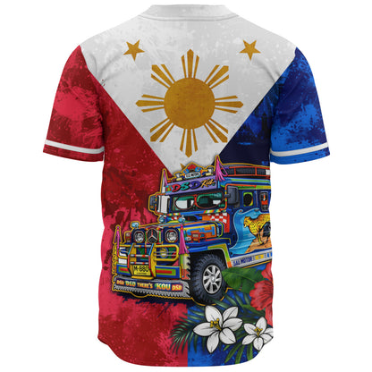 Philippines Filipinos Baseball Shirt Custom Jeepney Flag Tropical Floral