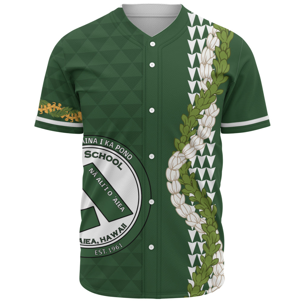ʻAiea High School Baseball Shirt Puakenikeni Maile Flower Lei