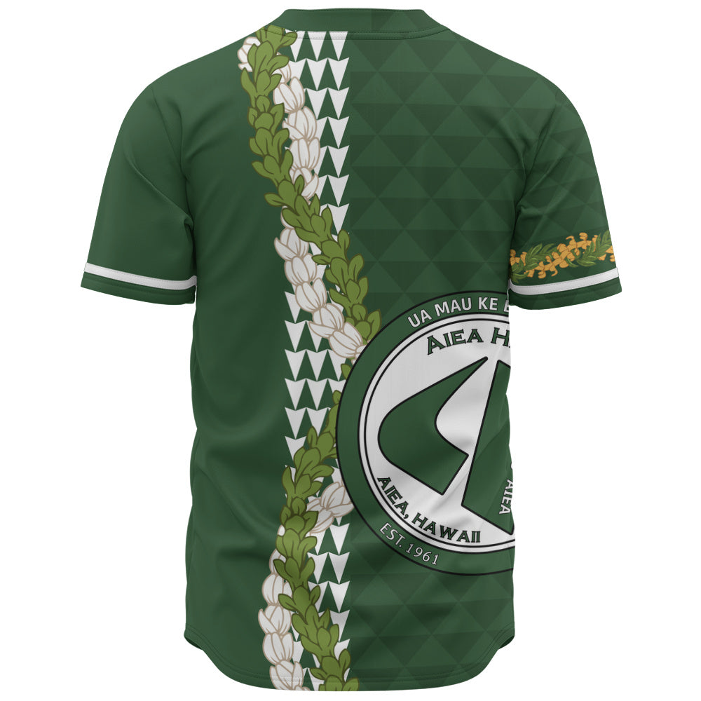 ʻAiea High School Baseball Shirt Puakenikeni Maile Flower Lei