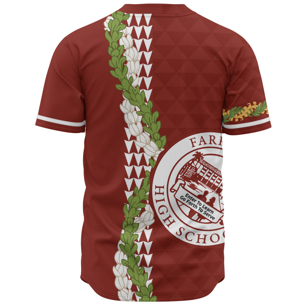 Farrington High School Baseball Shirt Puakenikeni Maile Flower Lei