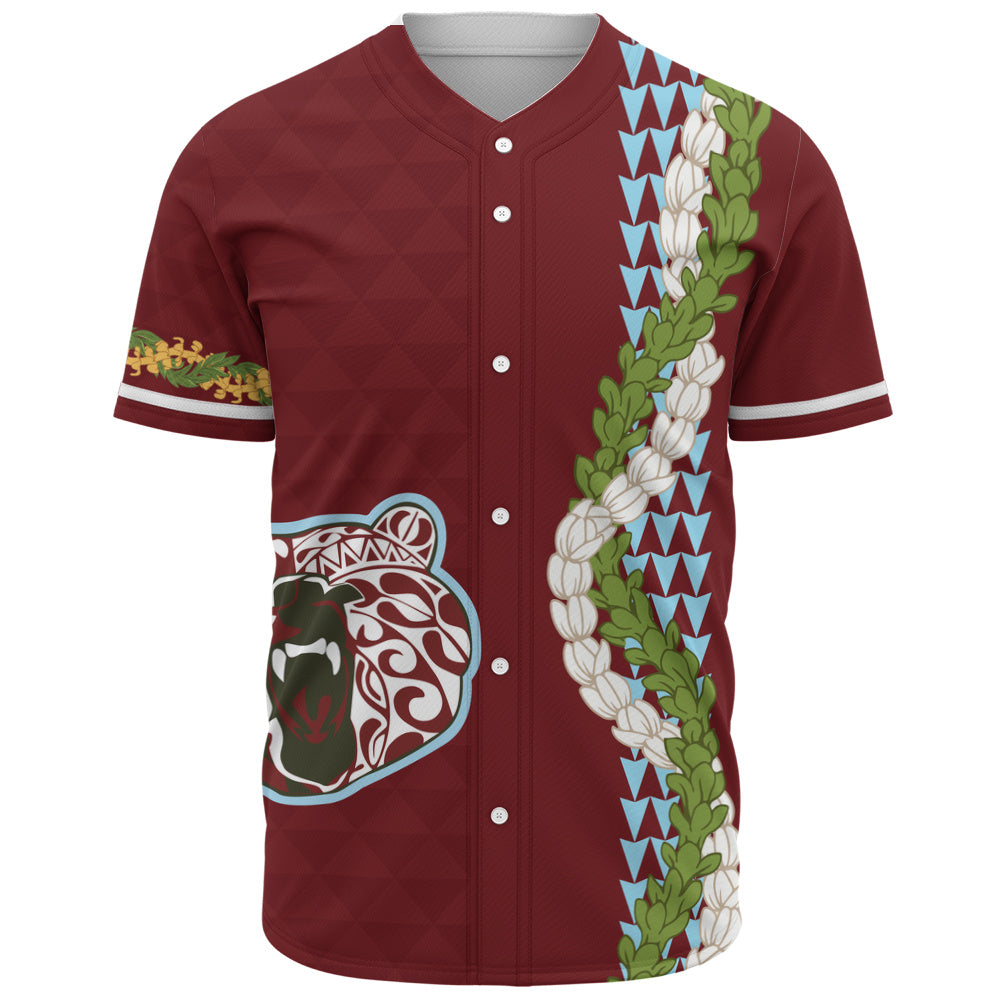 Henry Perrine Baldwin High School Baseball Shirt Puakenikeni Maile Flower Lei