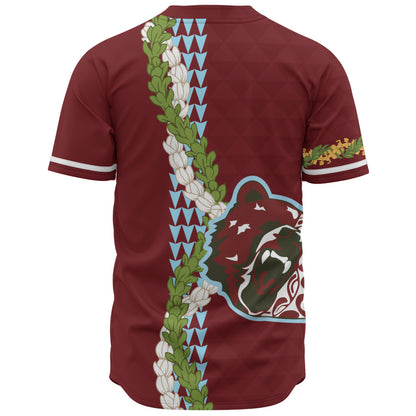 Henry Perrine Baldwin High School Baseball Shirt Puakenikeni Maile Flower Lei