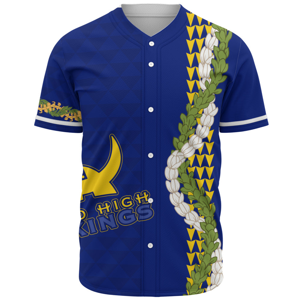 Hilo High School Baseball Shirt Puakenikeni Maile Flower Lei