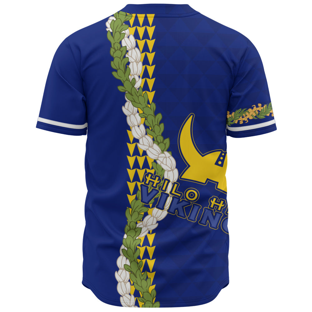 Hilo High School Baseball Shirt Puakenikeni Maile Flower Lei