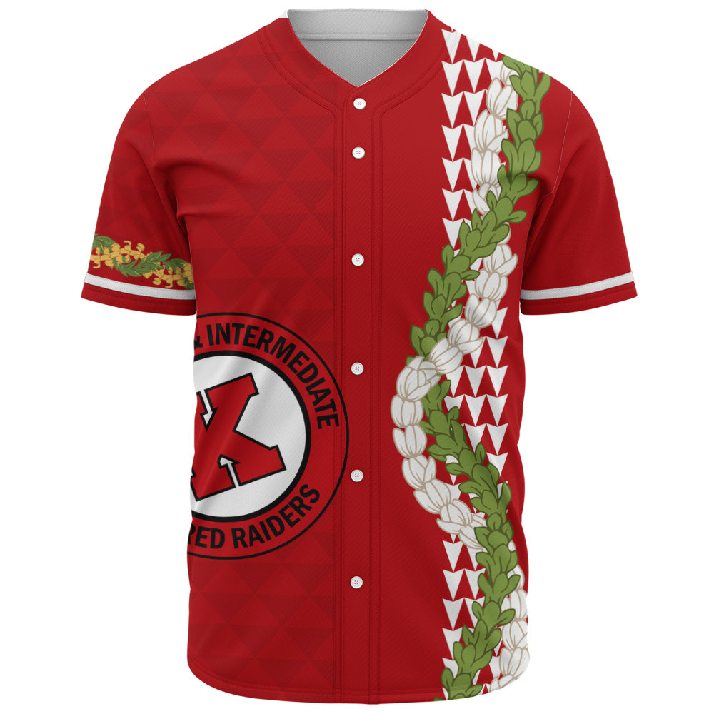 Kahuku High & Intermediate School Baseball Shirt Puakenikeni Maile Flower Lei
