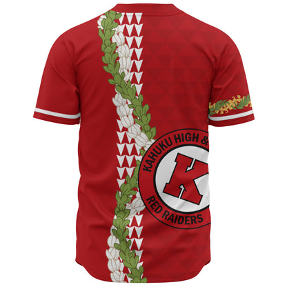 Kahuku High & Intermediate School Baseball Shirt Puakenikeni Maile Flower Lei