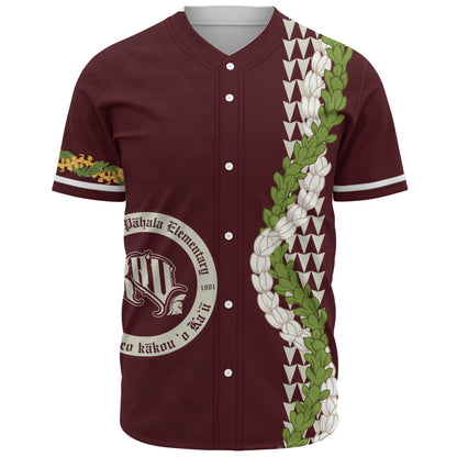 Kaʻū High & Pāhala Elementary School Baseball Shirt Puakenikeni Maile Flower Lei