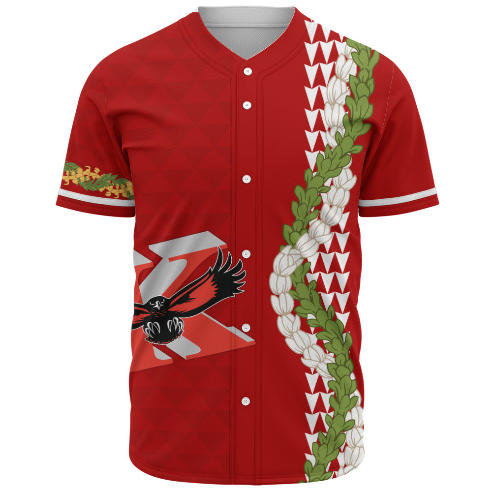 Kauai High School Baseball Shirt Puakenikeni Maile Flower Lei
