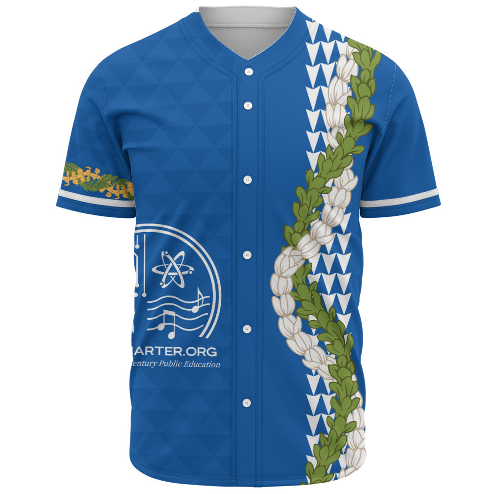 Kihei Charter School Baseball Shirt Puakenikeni Maile Flower Lei