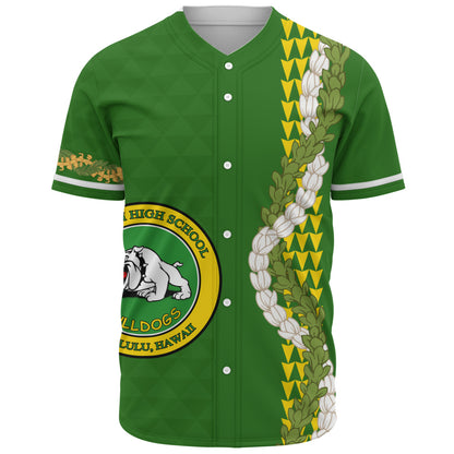 Kaimuki High School Baseball Shirt Puakenikeni Maile Flower Lei