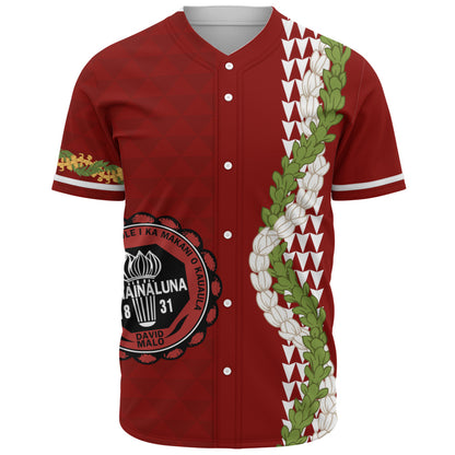 Lahainaluna High School Baseball Shirt Puakenikeni Maile Flower Lei