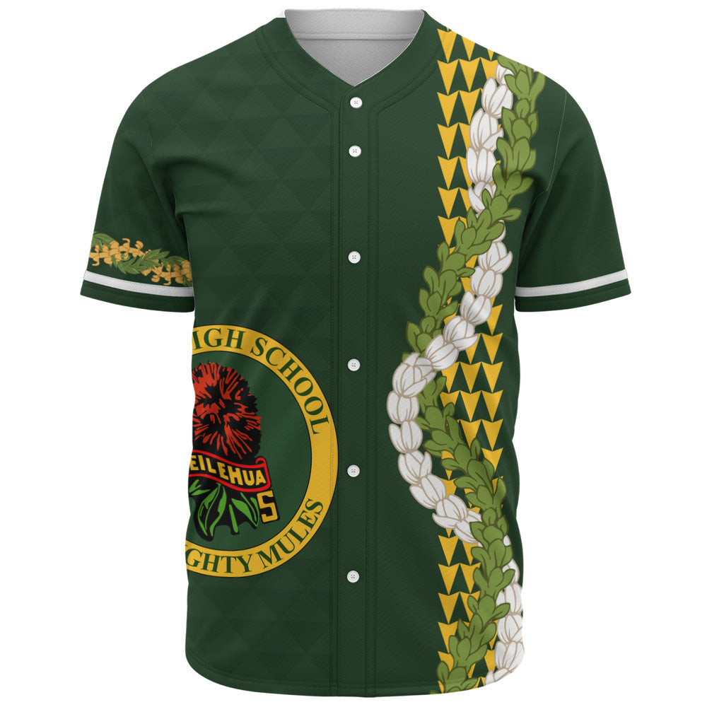 Leilehua High School Baseball Shirt Puakenikeni Maile Flower Lei