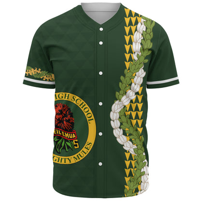 Leilehua High School Baseball Shirt Puakenikeni Maile Flower Lei