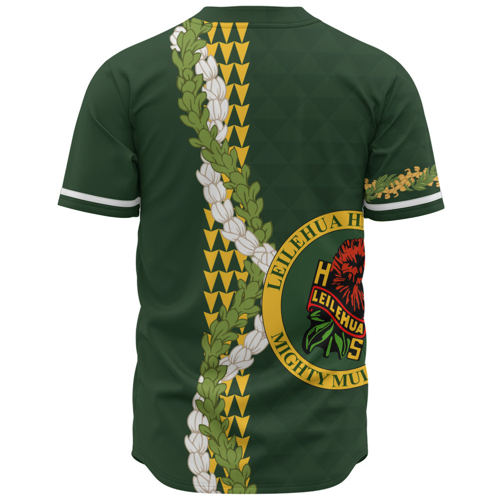 Leilehua High School Baseball Shirt Puakenikeni Maile Flower Lei