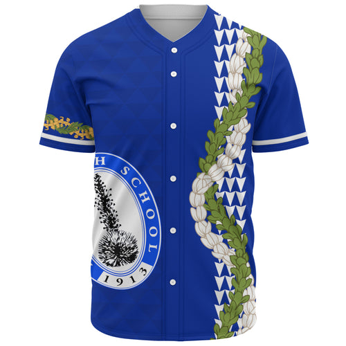 Maui High School Baseball Shirt Puakenikeni Maile Flower Lei