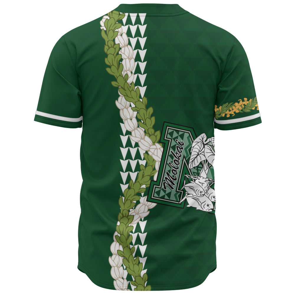 Molokaʻi High School Baseball Shirt Puakenikeni Maile Flower Lei