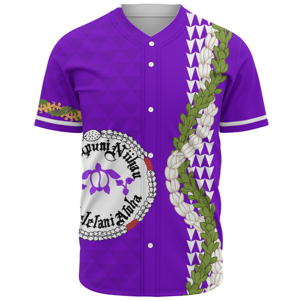 Ni'ihau High and Elementary School Baseball Shirt Puakenikeni Maile Flower Lei