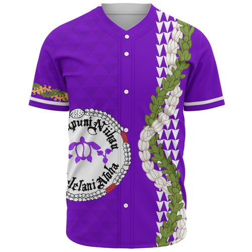 Ni'ihau High and Elementary School Baseball Shirt Puakenikeni Maile Flower Lei
