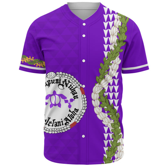 Ni'ihau High and Elementary School Baseball Shirt Puakenikeni Maile Flower Lei