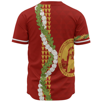 President Theodore Roosevelt High School Baseball Shirt Puakenikeni Maile Flower Lei