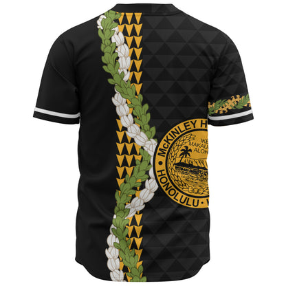 President William McKinley High School Baseball Shirt Puakenikeni Maile Flower Lei