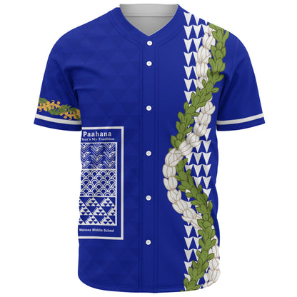 Waimea Middle Public Conversion Charter School Baseball Shirt Puakenikeni Maile Flower Lei