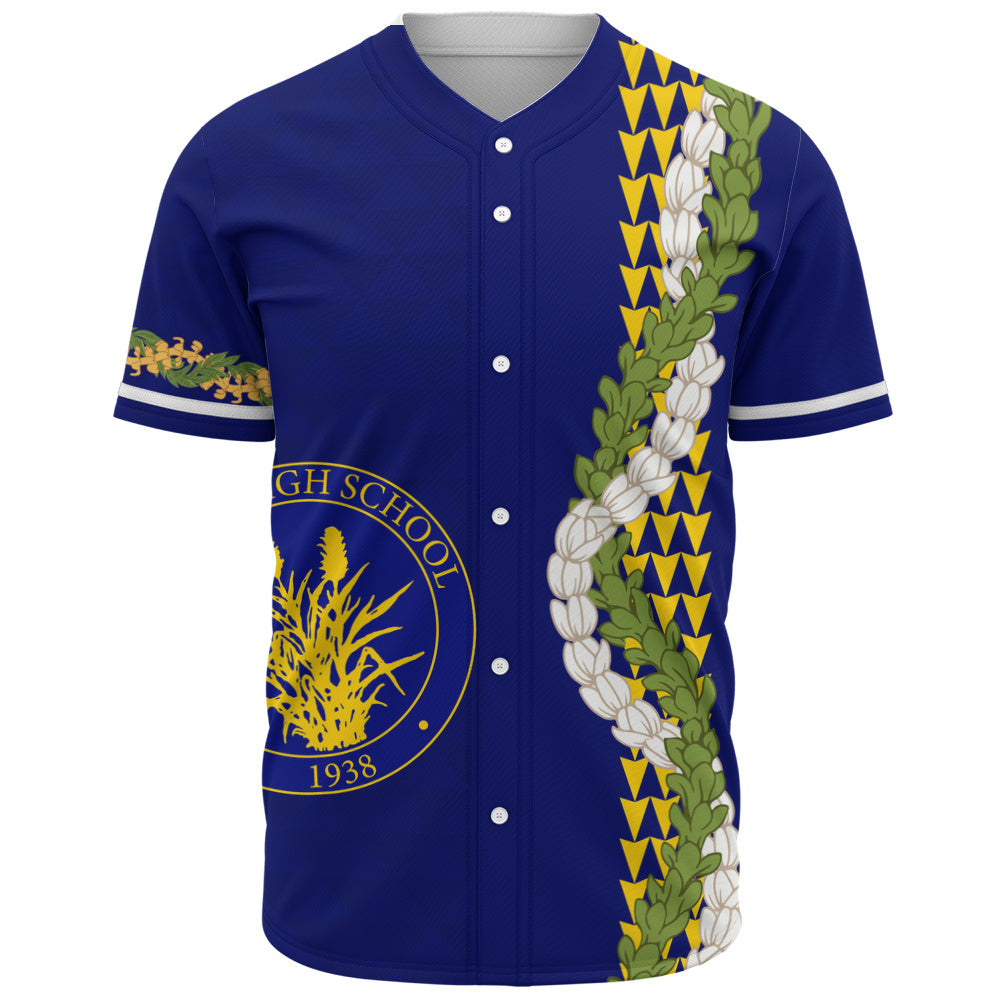 Waipahu High School Baseball Shirt Puakenikeni Maile Flower Lei