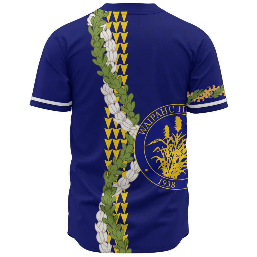 Waipahu High School Baseball Shirt Puakenikeni Maile Flower Lei