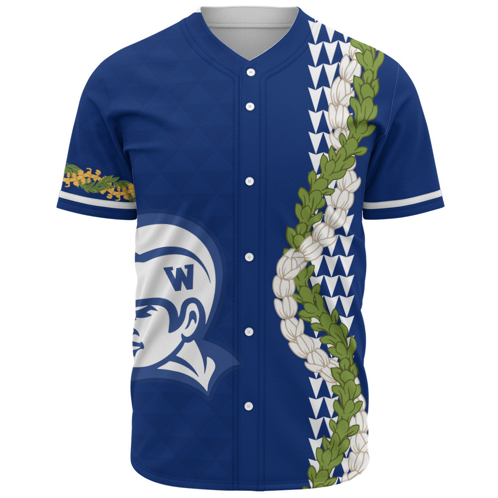 Waimea High School Baseball Shirt Puakenikeni Maile Flower Lei