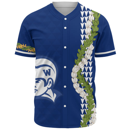 Waimea High School Baseball Shirt Puakenikeni Maile Flower Lei