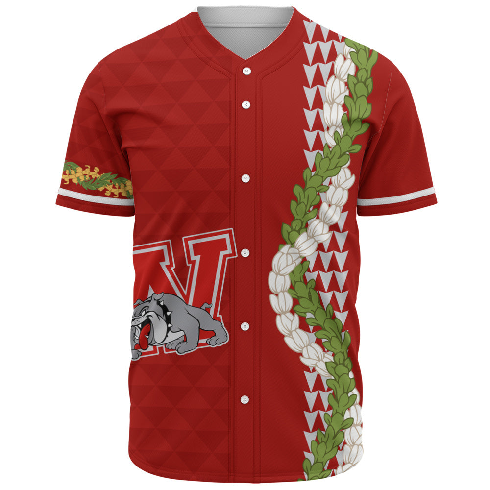 Waialua High and Intermediate School Baseball Shirt Puakenikeni Maile Flower Lei