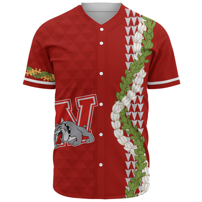 Waialua High and Intermediate School Baseball Shirt Puakenikeni Maile Flower Lei