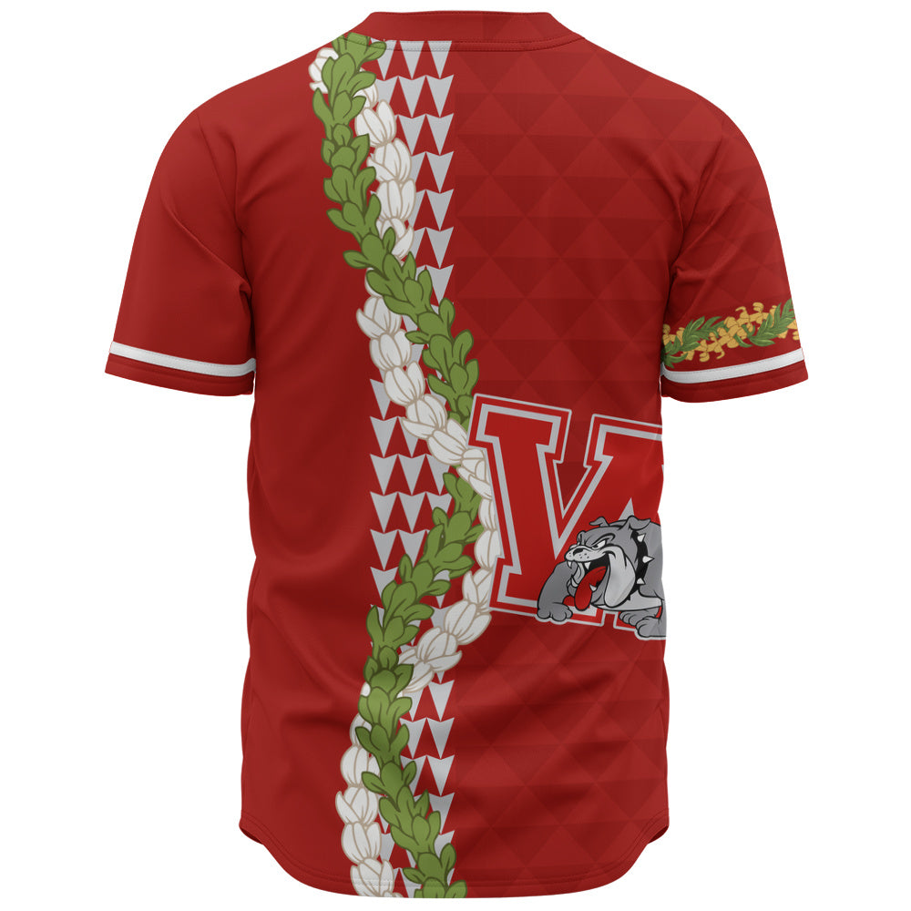 Waialua High and Intermediate School Baseball Shirt Puakenikeni Maile Flower Lei