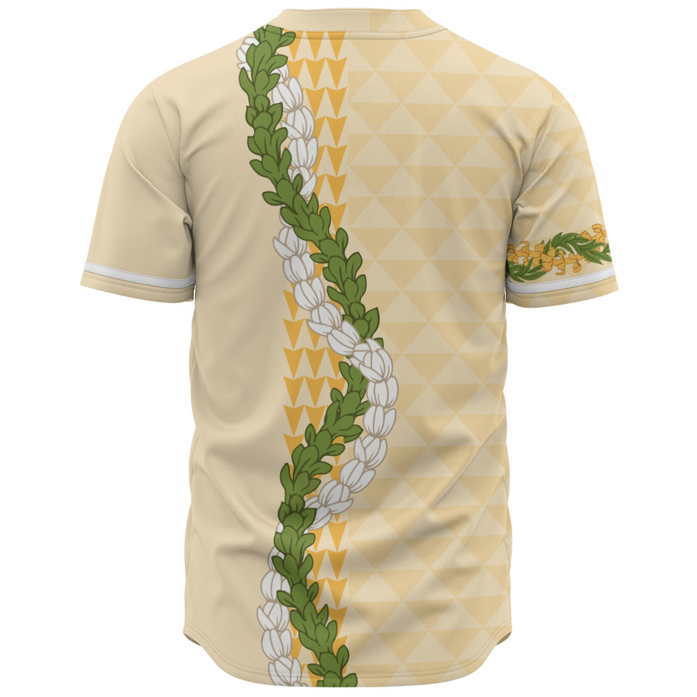Hawaii Baseball Shirt Turtle Puakenikeni Maile Flower Lei
