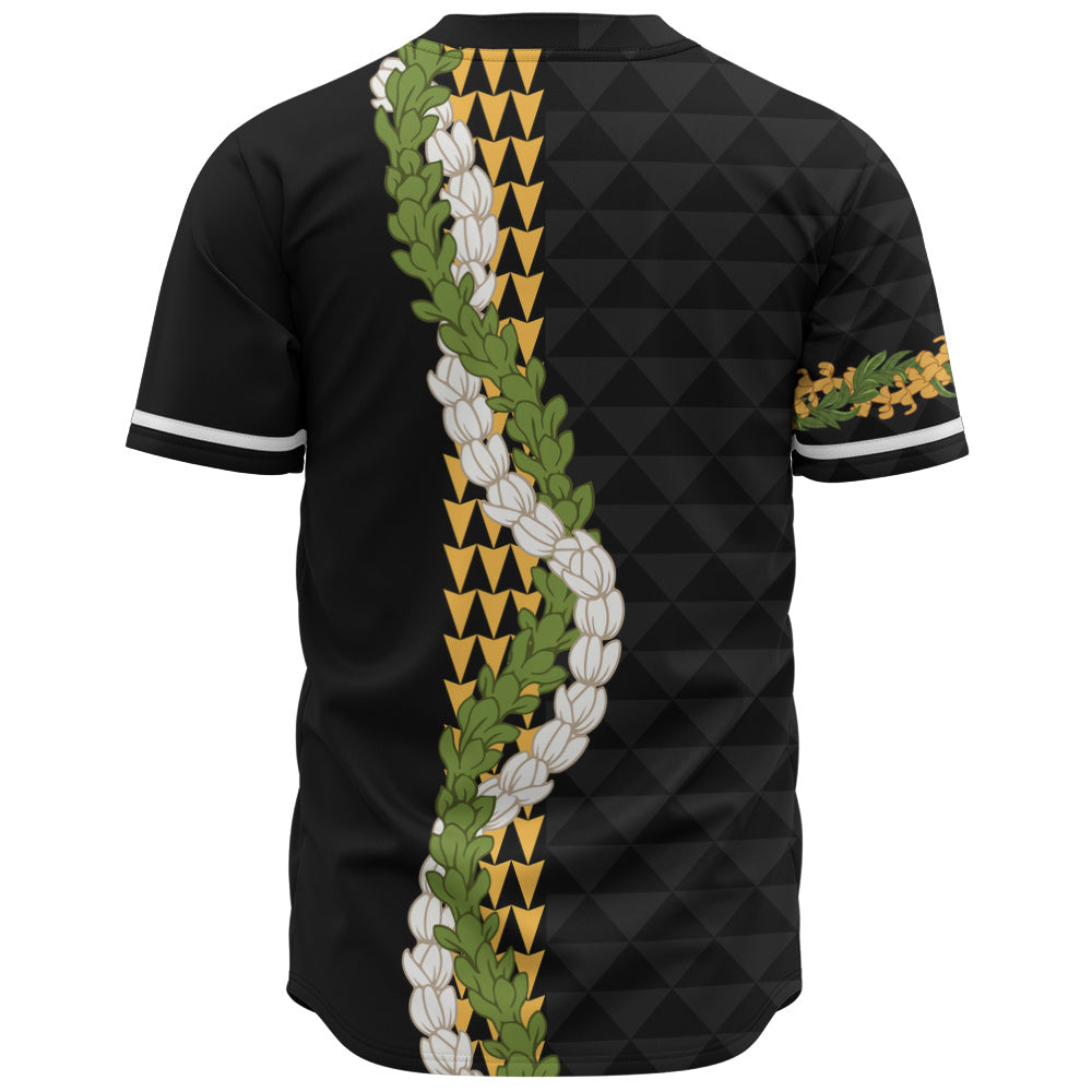 Hawaii Baseball Shirt Turtle Puakenikeni Maile Flower Lei