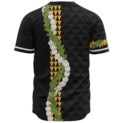Hawaii Baseball Shirt Turtle Puakenikeni Maile Flower Lei
