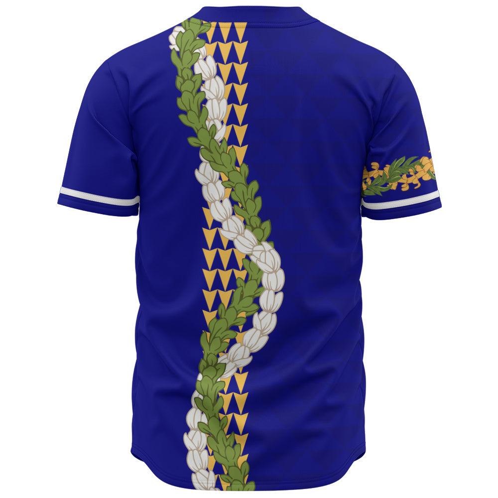 Hawaii Baseball Shirt Turtle Puakenikeni Maile Flower Lei