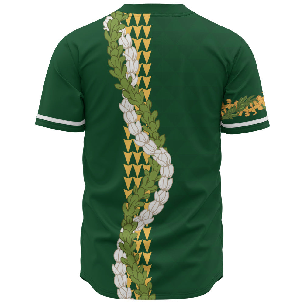 Hawaii Baseball Shirt Turtle Puakenikeni Maile Flower Lei