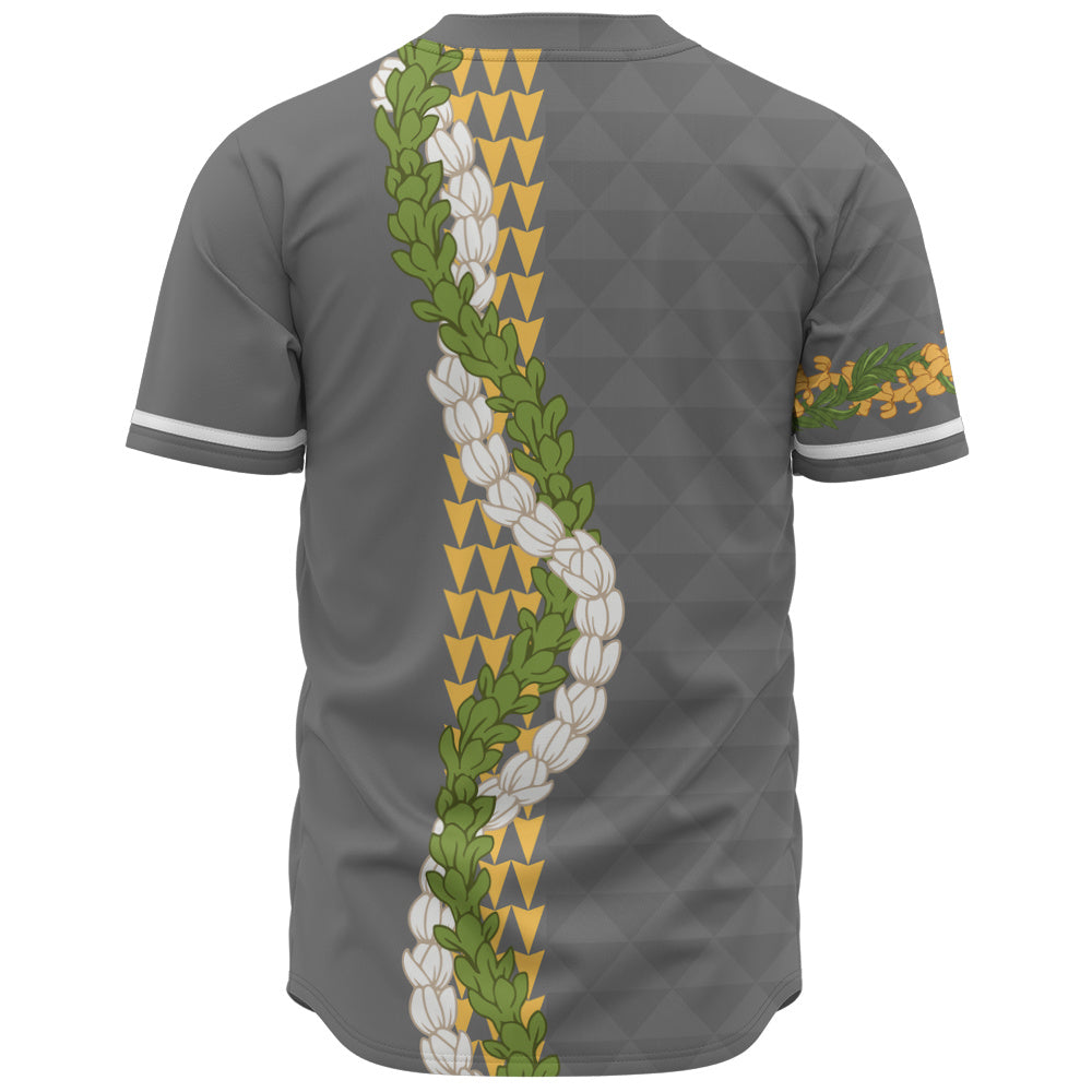 Hawaii Baseball Shirt Turtle Puakenikeni Maile Flower Lei