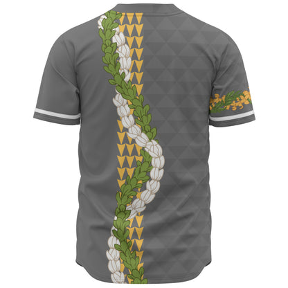 Hawaii Baseball Shirt Turtle Puakenikeni Maile Flower Lei