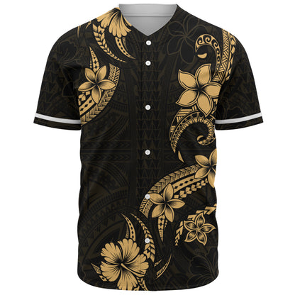 Hawaii Baseball Shirt Plumeria Tribal Wave