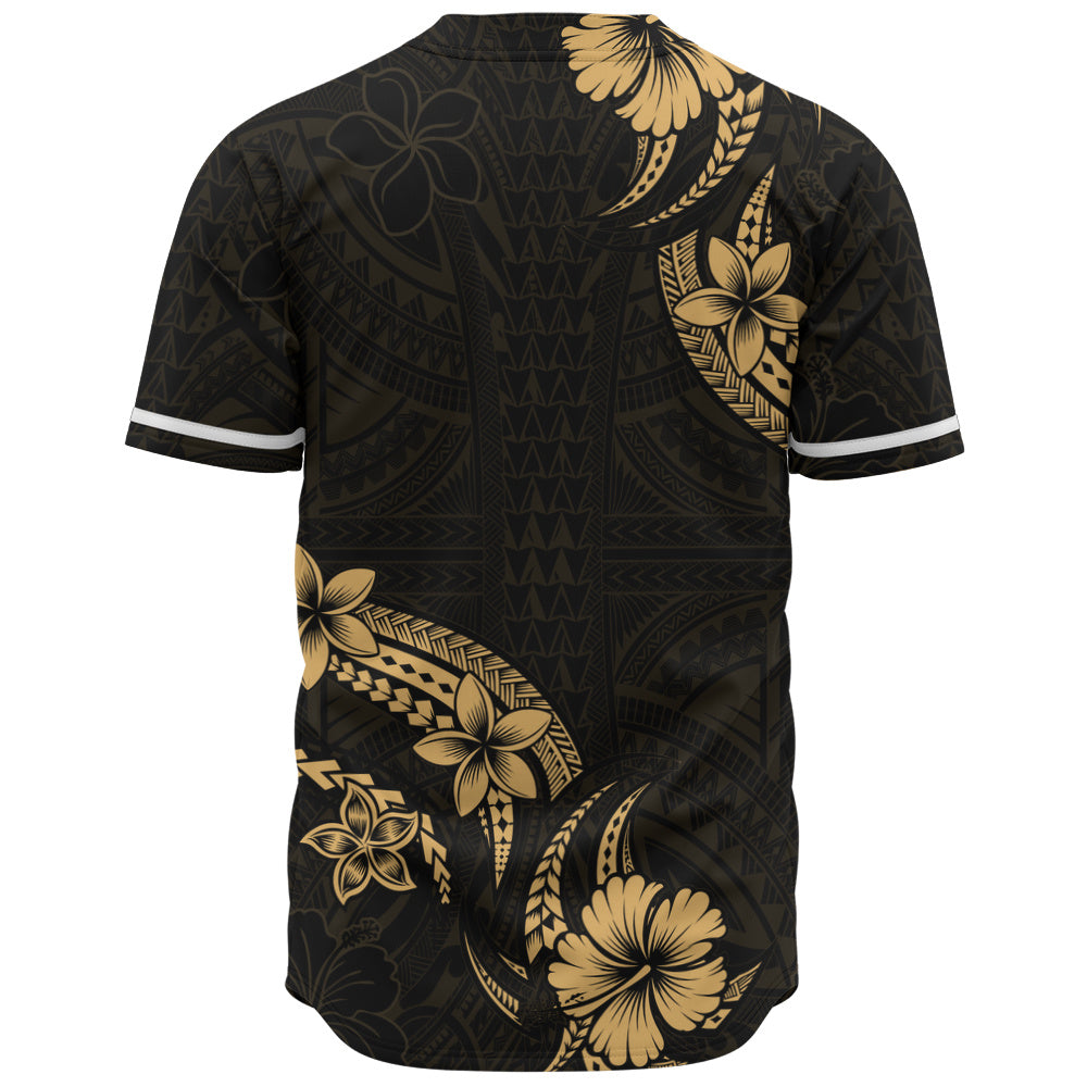 Hawaii Baseball Shirt Plumeria Tribal Wave