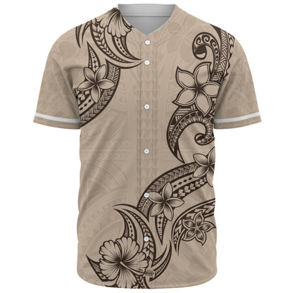 Hawaii Baseball Shirt Plumeria Tribal Wave